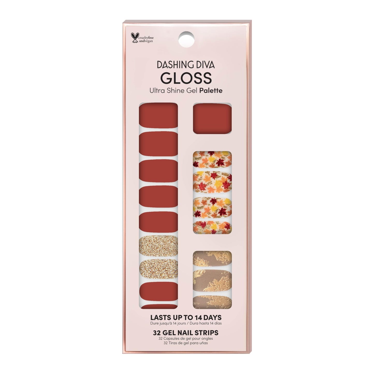 Dashing Diva Gloss Nail Strips - Fallen Leaves | UV Free, Chip Resistant, Long Lasting Gel Nail Stickers | Contains 32 Nail Wraps, 1 Prep Pad, 1 Nail Beauty & Personal Care Dashing Diva