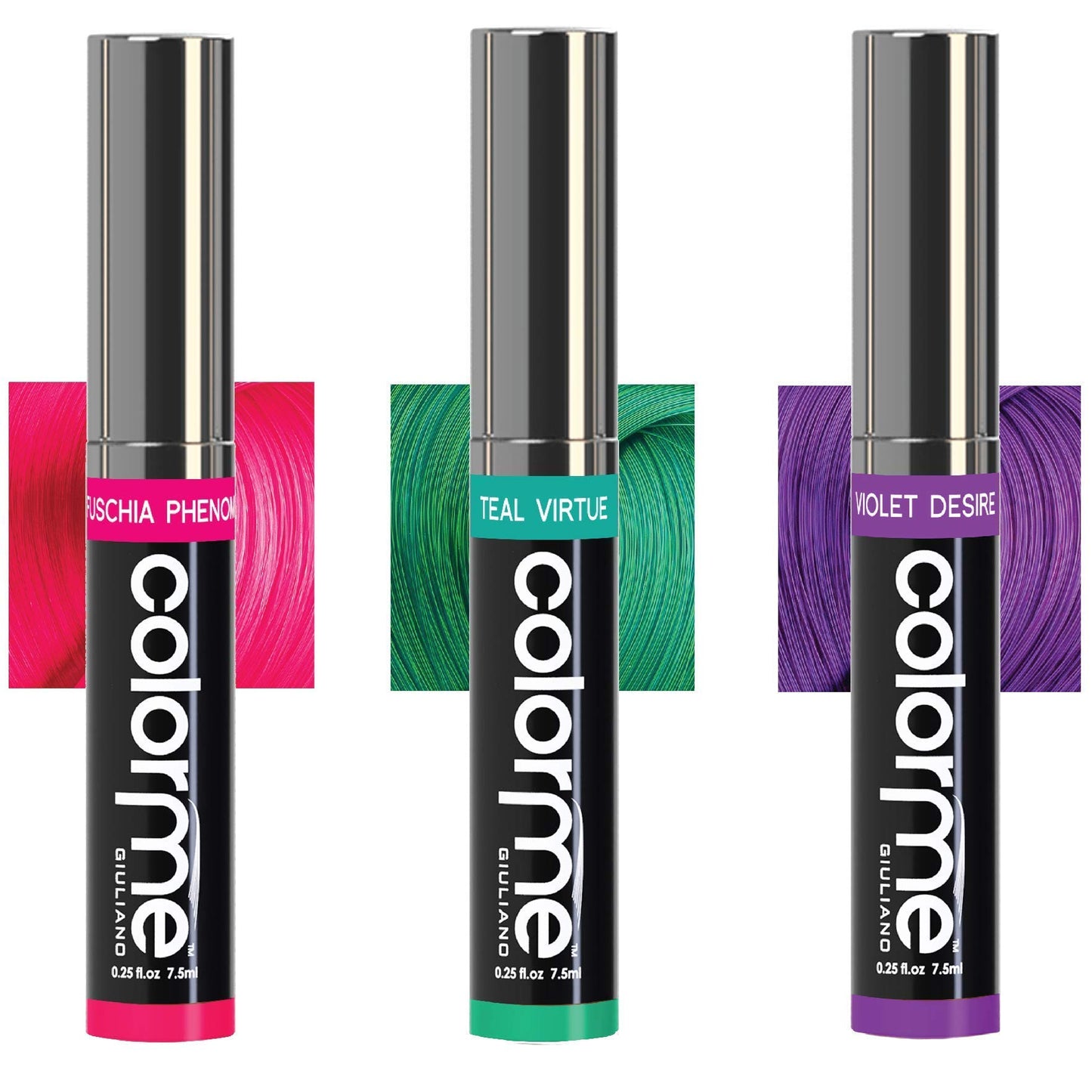Colorme Temporary Hair Color, Hair Chalk alternative 3PK (Fuschia, Teal, Violet Desire)
