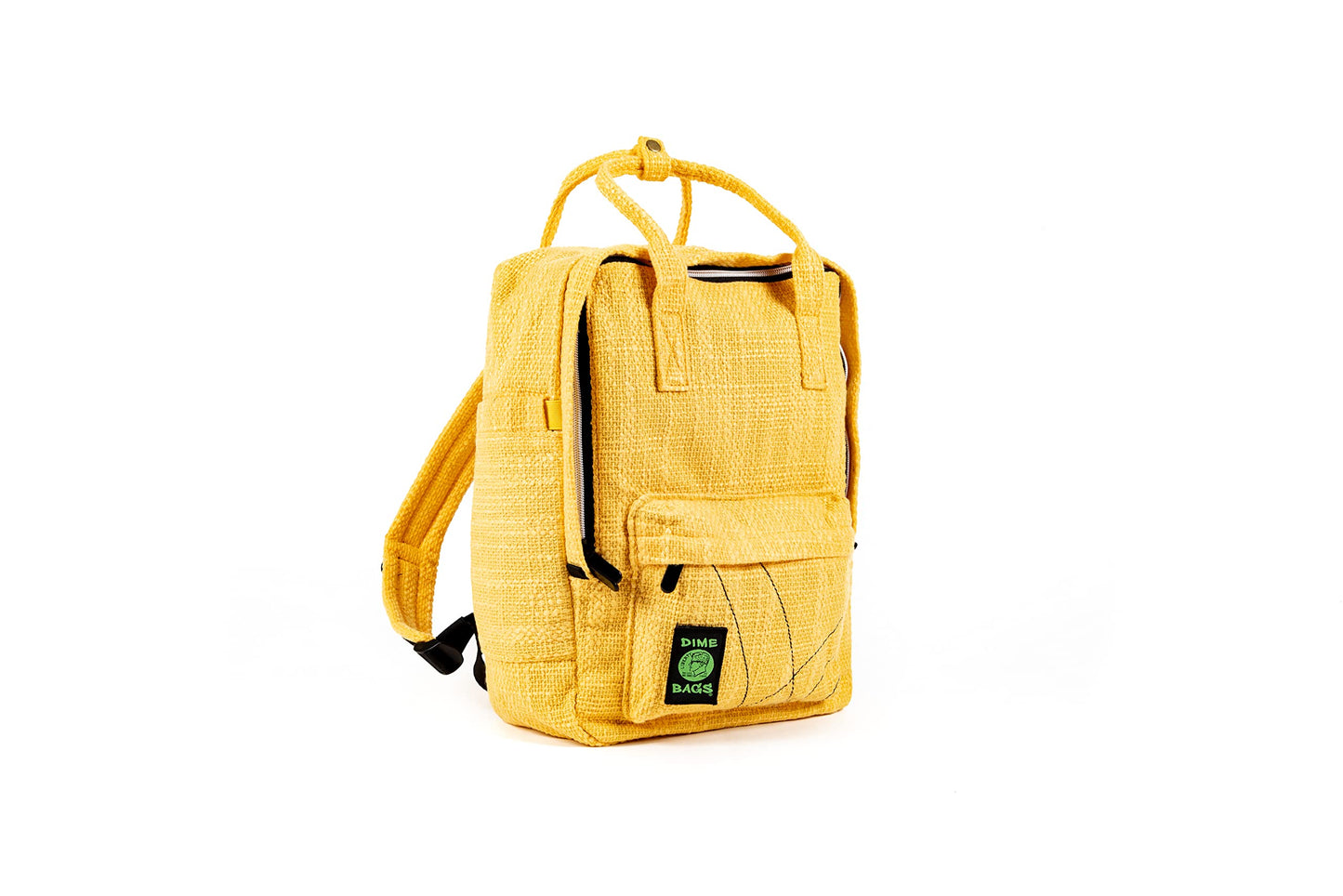 DIME BAGS Classic Laptop Backpack, Hemp Fabric, Everyday Backpack for Traveling, Work, Secret Pocket, Comfortable Adjustable Straps, Padded Interior, Hot Box (Yellow)