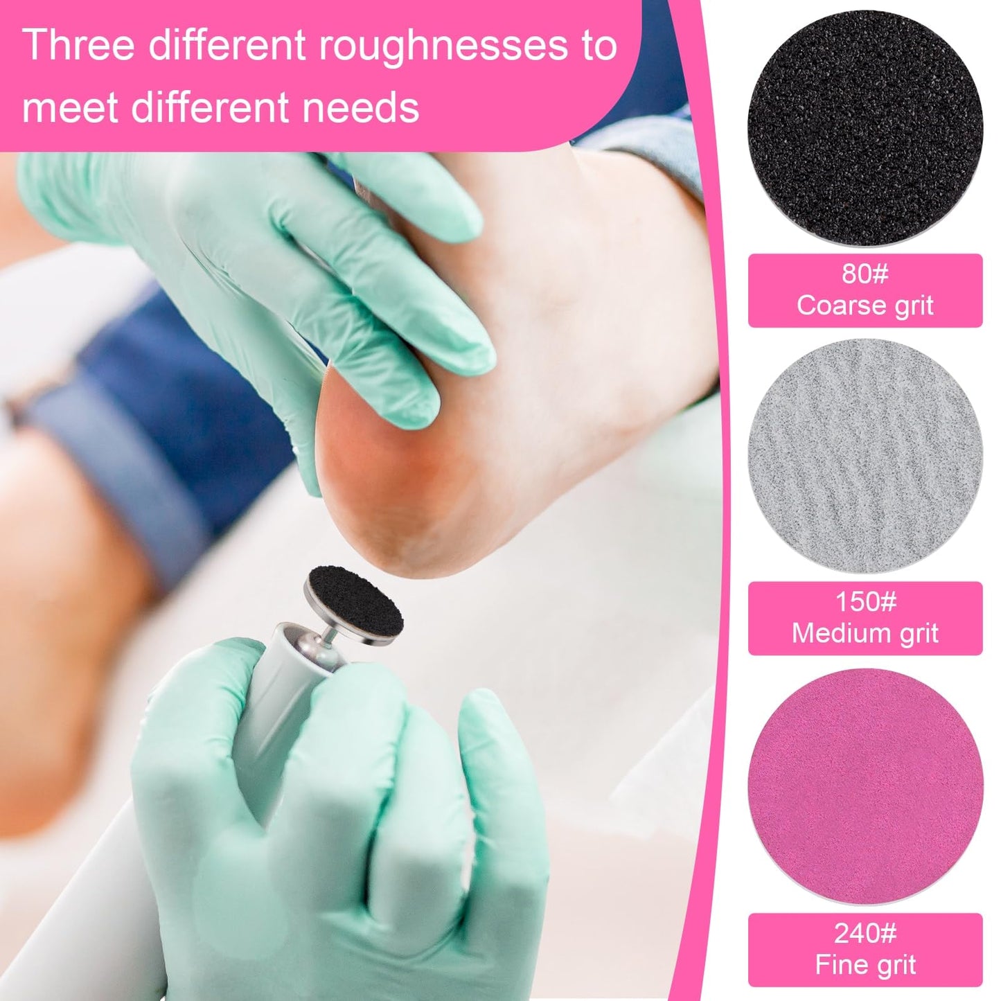 Rolybag Sanding Paper Discs and Metal Nail Drill Bit 25mm Pedicure Disc Replacement Sanding Discs Bits for Nail Drill Foot Files Electric Remover Dead