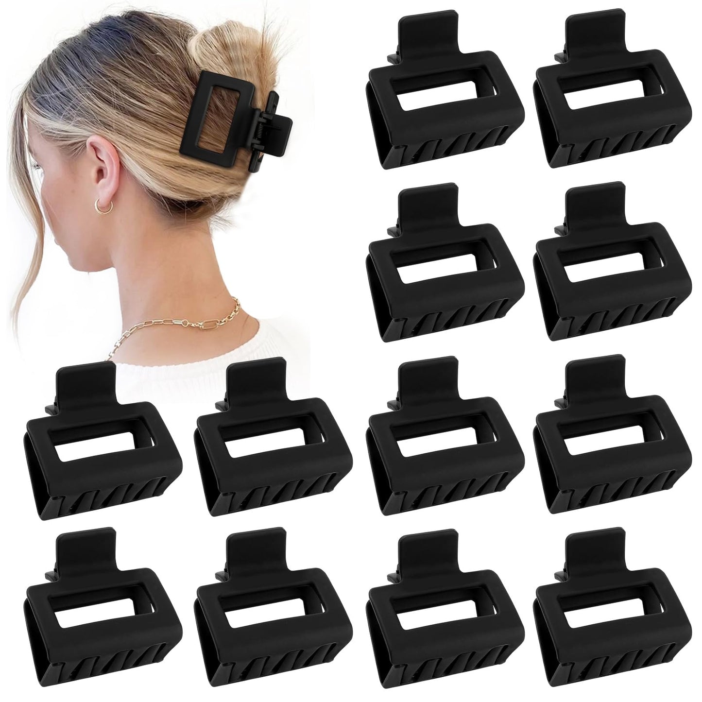 Sisiaipu 2 Inch Medium Claw Clips 12 Pcs - Matte Nonslip Acrylic Square Banana Jaw Clips for Thin Hair, Bulk Hair Accessories for Women and Girls Beauty and Personal Care Sisiaipu Default Title
