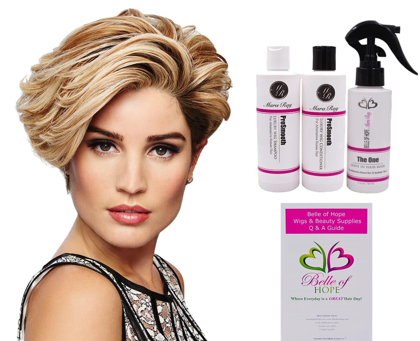 CALLING ALL COMPLIMENTS Lace Front Hand-Tied Human Hair Wig by Raquel Welch, 5PC Bundle: Wig, 4oz Mara Ray ProSmooth Shampoo and Conditioner, The One