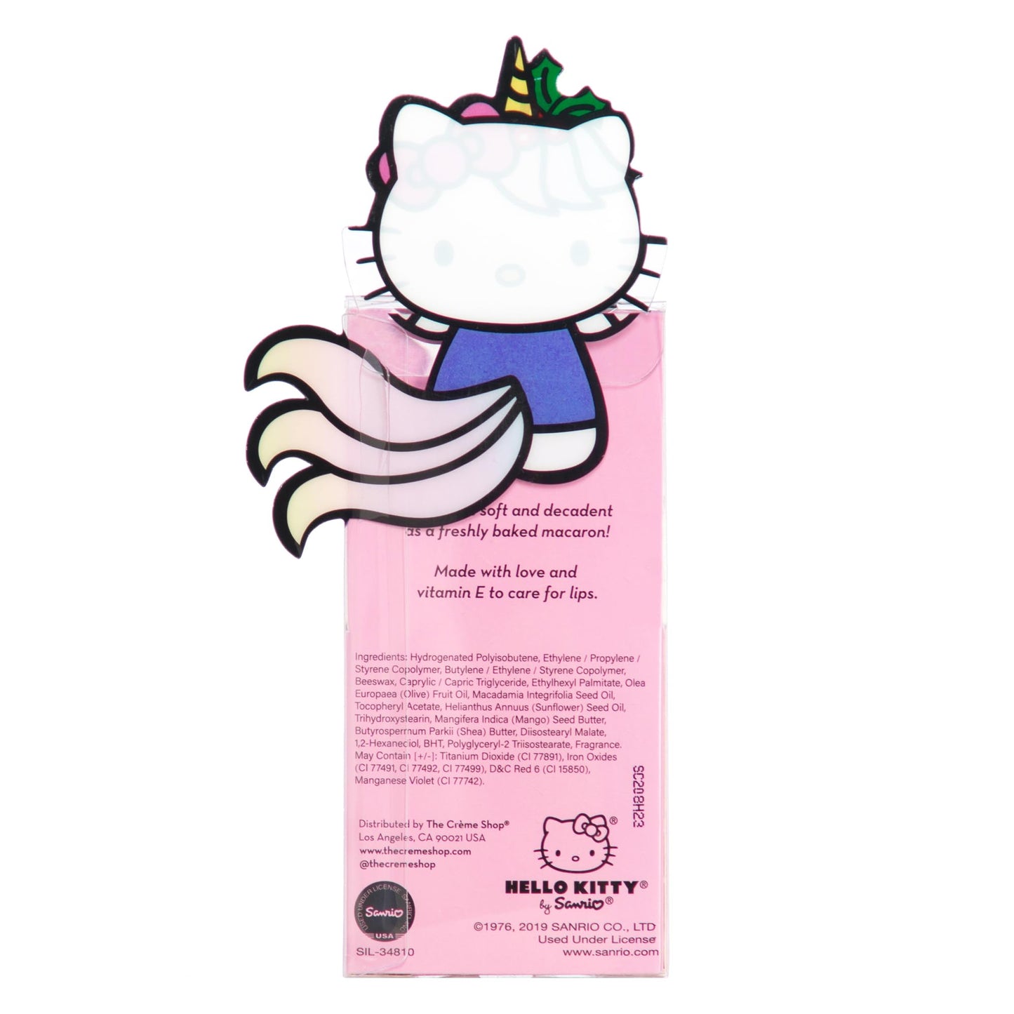 The Crème Shop x Hello Kitty Macaron Lip Balm, Korean Lip Balm with Shea Butter and Vitamin E - Holiday Unicorn Winter Apple Pie