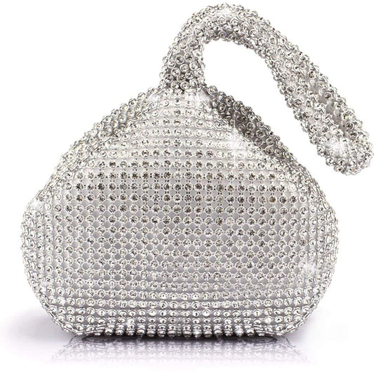 JIAN YA NA Fashion Women Rhinestone Trihedral Clutch Evening Bag Bling Zipper Wedding Purse