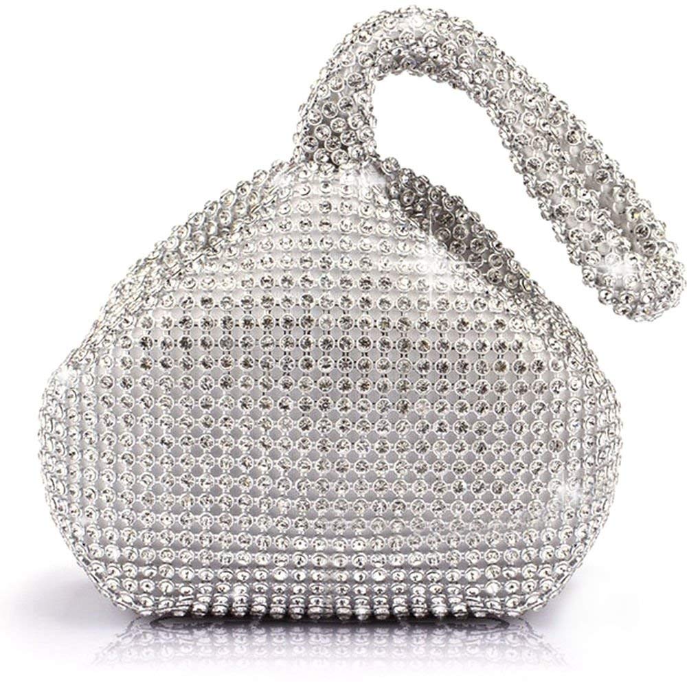 JIAN YA NA Fashion Women Rhinestone Trihedral Clutch Evening Bag Bling Zipper Wedding Purse