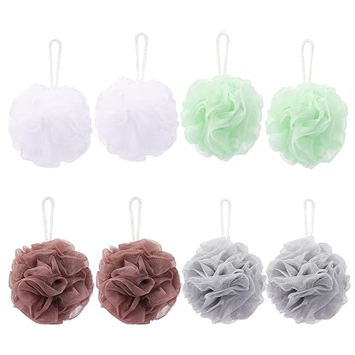 8 Small Mesh Pouf Bath Sponge - Mesh Loofah Body Exfoliating Shower Ball Shower Sponge
