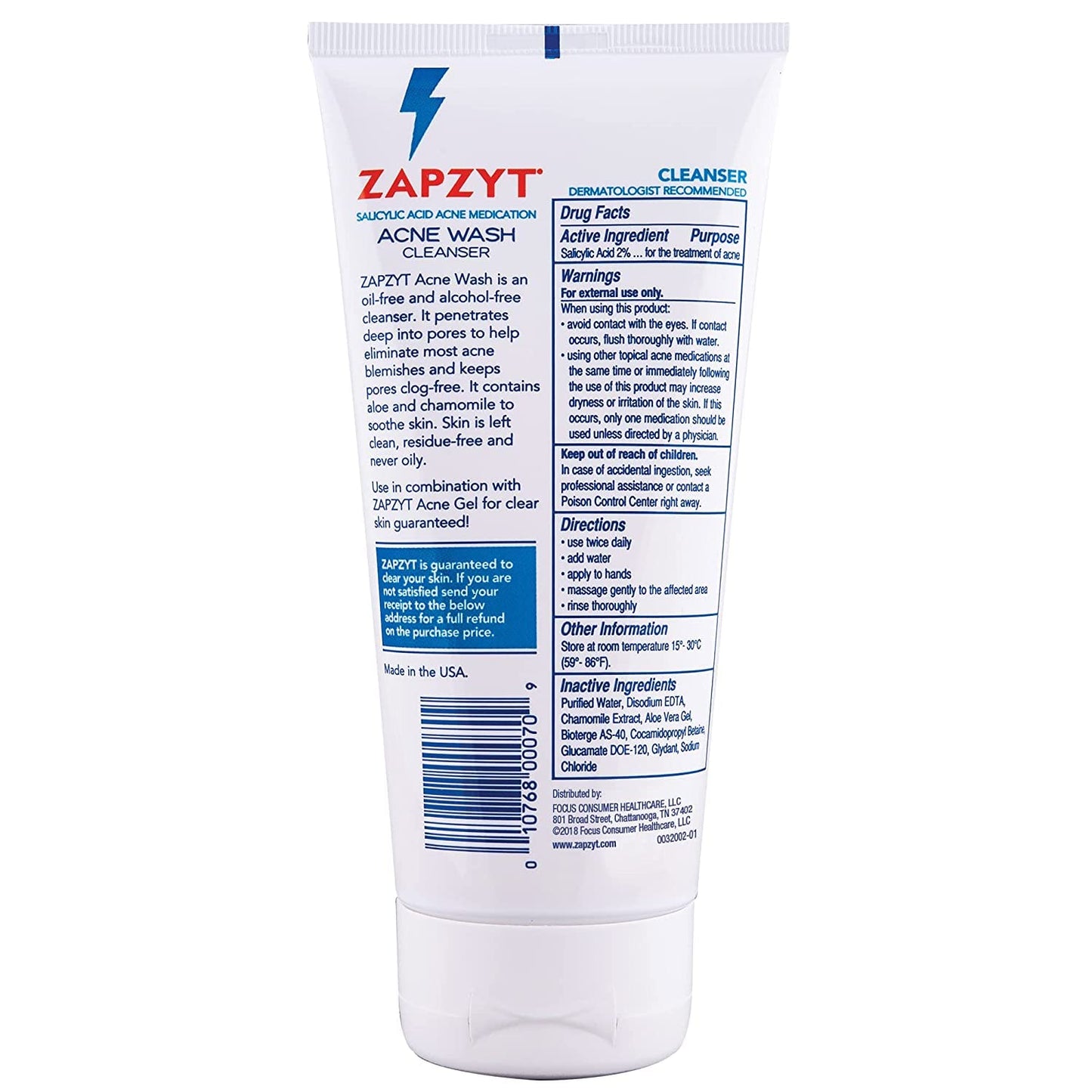 ZAPZYT Acne Wash Treatment For Face & Body - 6.25 oz