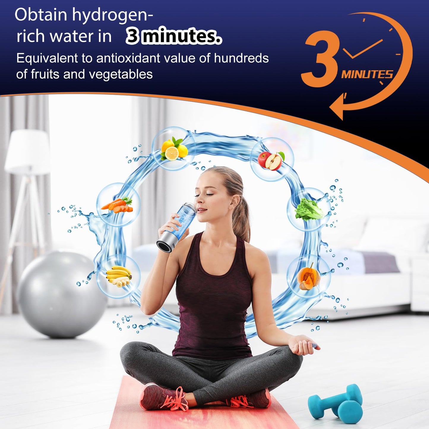 Fakllod Hydrogen Water Bottle Generator, Portable Rechargeable aquahealth Hydrogen Water, Hydrogen Water Ionizer Machine, with SPE/PEM Technology…