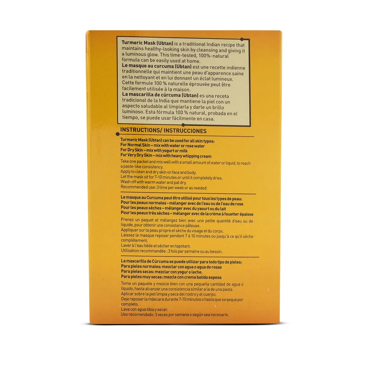 Reshma Beauty Turmeric Face Mask (Ubtan) | All Natural Ingredients - Barley Seed, Gram Seed, Turmeric, and Sandalwood | Brightening and Hydrating Mask