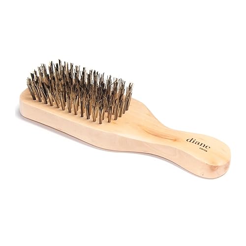 Diane Reinforced Boar Bristle Club Wave Brush for Men and Barbers - Hard Bristles for Thick to Coarse Hair - Use for Detangling, Smoothing, Wave