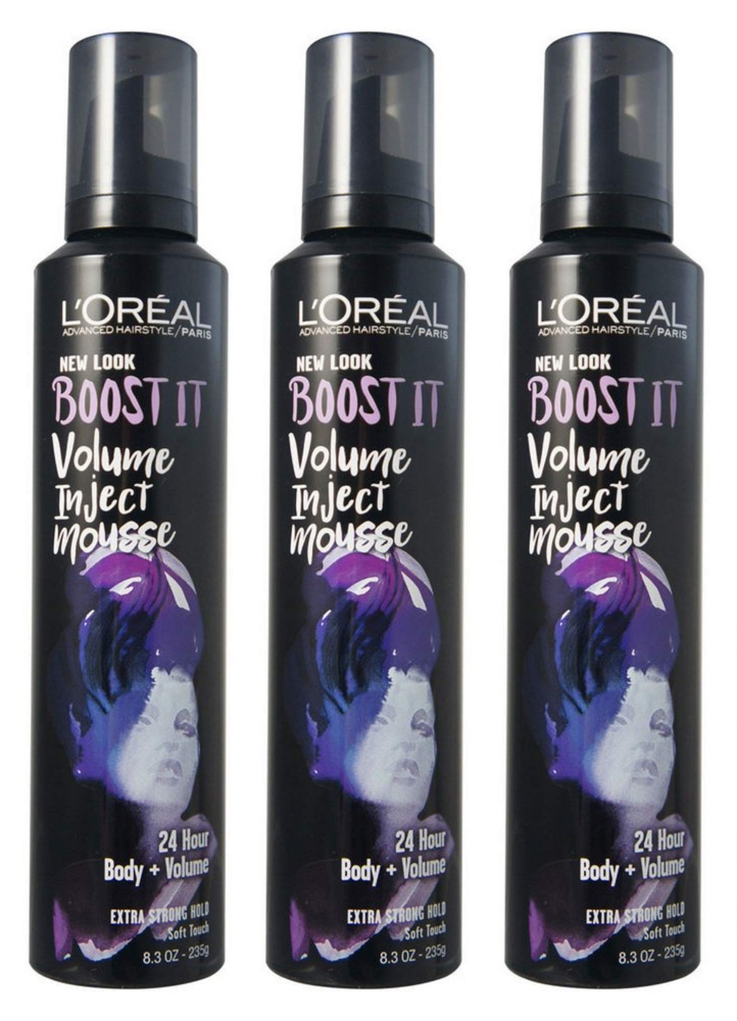 L’Oreal ParisAdvanced Hairstyle/Paris - Boost It Volume Inject Mousse - Extra Strong Hold - Net Wt. 8.3 OZ (235 g) Per Can - Pack of 3 Cans