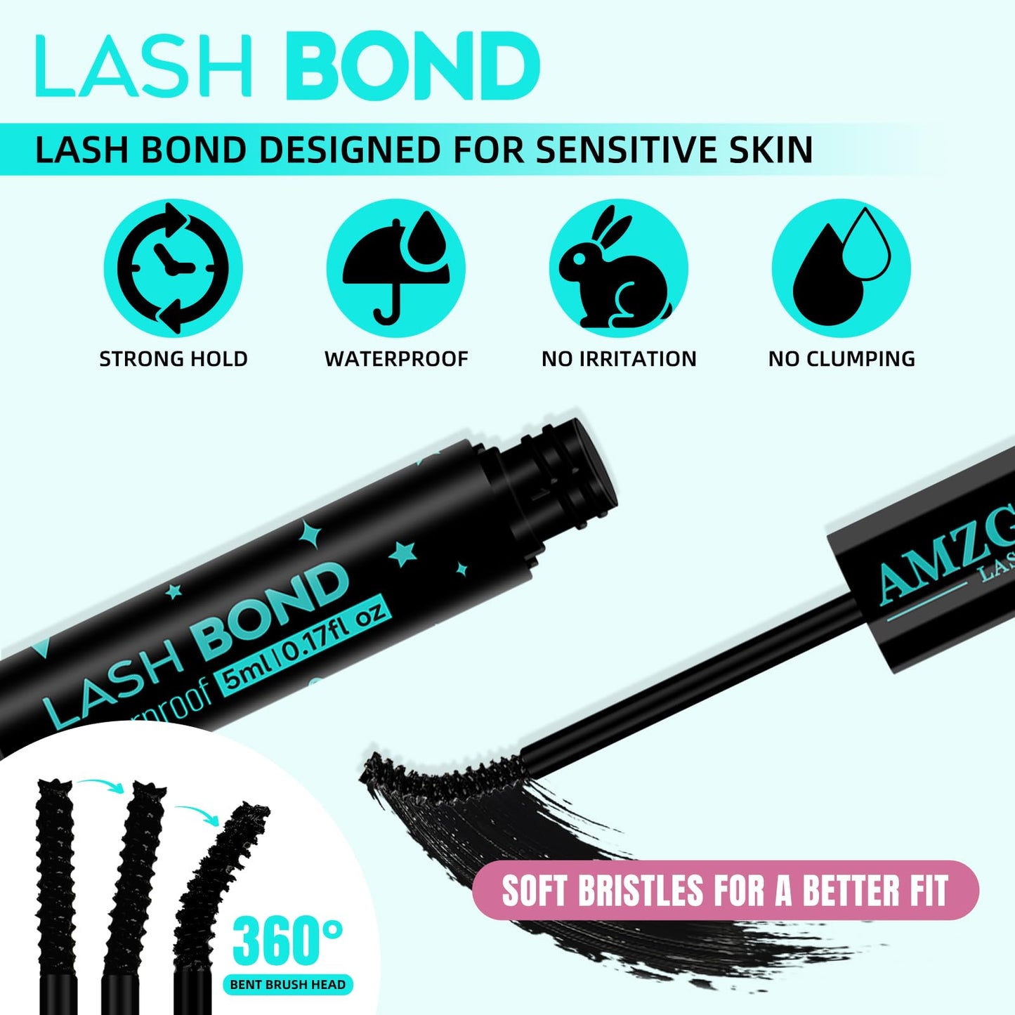 Lash Bond and Seal Eyelash Clusters Glue House of Lash Clusters Mascara Wand Glue 10ml Long Lasting 72 Hours Black Eyelash Adhesive + Lash Seal 2 in 1 Beauty and Personal Care AMZGIRL LASH