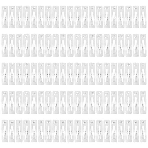 Lawie 100 Pack Bulk 2 Inch 5 CM Rectangle Square Snap Metal Hair Clips Barrettes Silver Hairpins Clips Thin Fine Bang Hair Holder Craft DIY