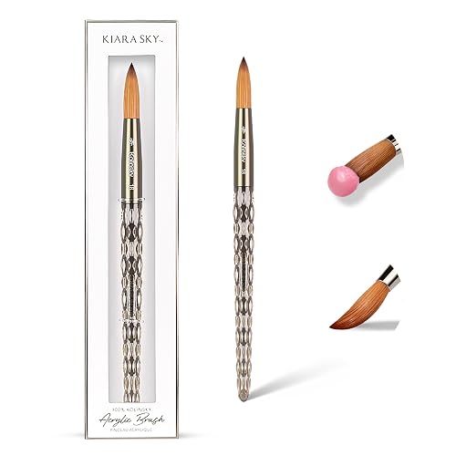 Kiara Sky Kolinsky Acrylic Nail Brush #18 - Pure Kolinsky Sable Hair, Black Crystal Handle, Acetone Resistant, for Acrylic Application, Extensions Beauty & Personal Care KIARA SKY
