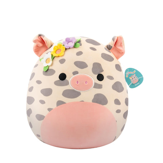 Squishmallows Original 16in Rosie The Spotted Pig with Flower Pin - Official Jazwares Plush (Large)