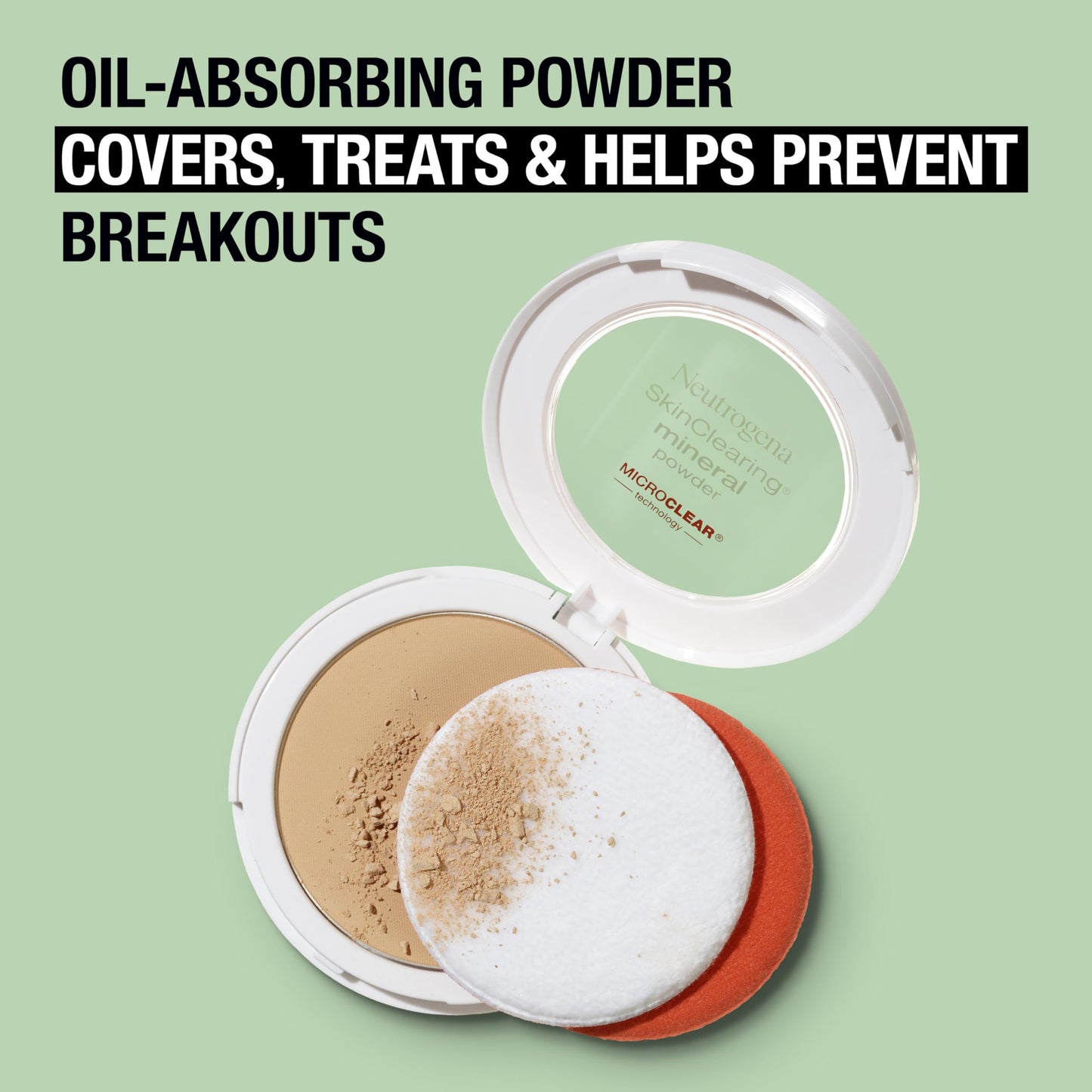 Neutrogena SkinClearing Mineral Acne-Concealing Pressed Powder Compact, Shine-Free & Oil-Absorbing Makeup with Salicylic Acid to Cover, Treat