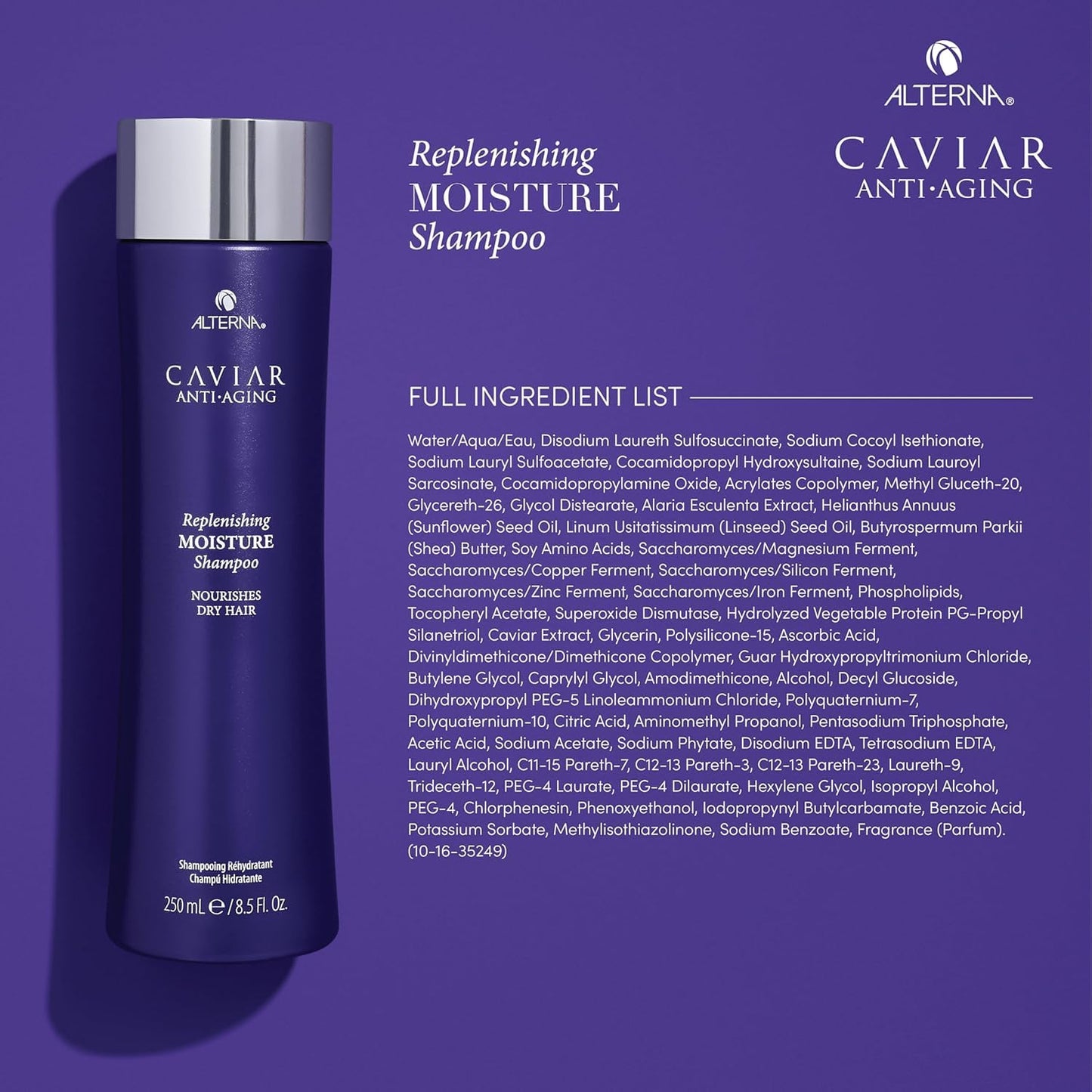 Alterna Caviar Anti-Aging Replenishing Moisture Shampoo and Conditioner Set, For Dry, Brittle Hair, Protects, Restores and Hydrates, Sulfate Free
