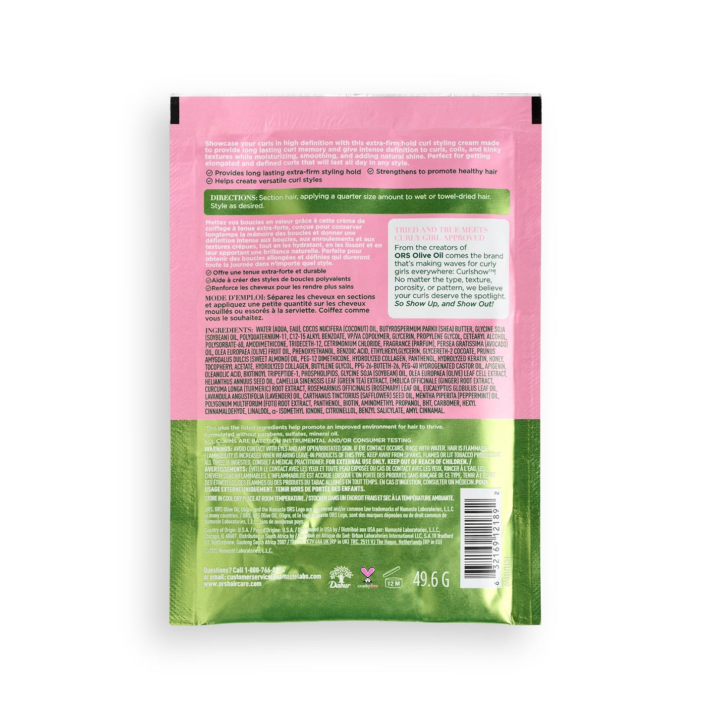 ORS Olive Oil Curlshow Multi-Use Styling Cream Infused with Collagen & Avocado Oil for Strength & Length Travel Packet 1.75 Ounce (1)