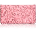 Juvale Floral Checkbook Cover for Women - Card Holder Wallet for Checks & Credit Cards, RFID Blocking (Pink) - Check Book Covers for Women