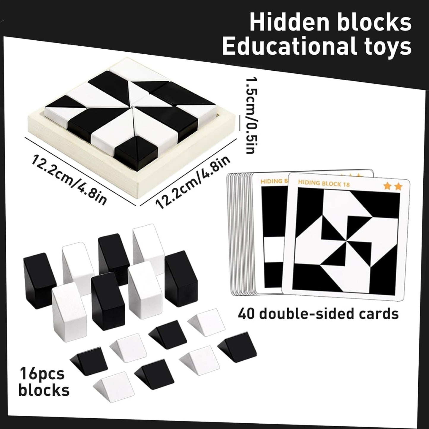 kykake 3D Block Puzzle – Hidden Building Blocks with Storage Tray, Educational Brain Teaser for Kids Ages 3+, Early Learning & Gift