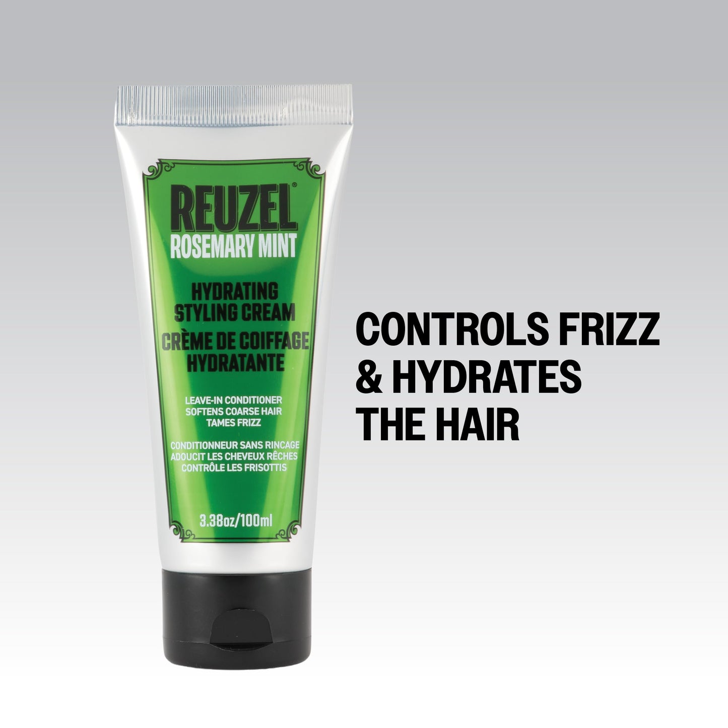 REUZEL Hydrating Style Cream, Low Hold, Water Soluble, Low Shine, Tames Frizz and Nourishes Hair, Vegan Formula, For All Hair Types, 3.38 oz
