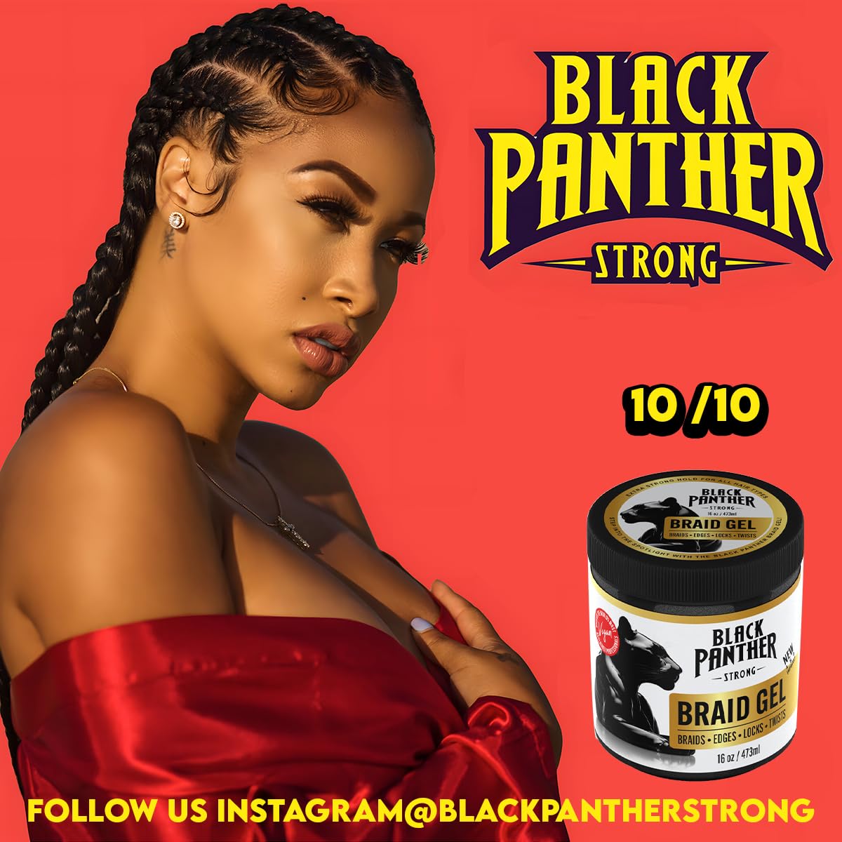Black Panther Braid Gel | Smooths & Tames Frizz | No Flaking or Drying | High Shine, Long Lasting for Braids, Locks, Twists, Cornrows | 16 oz