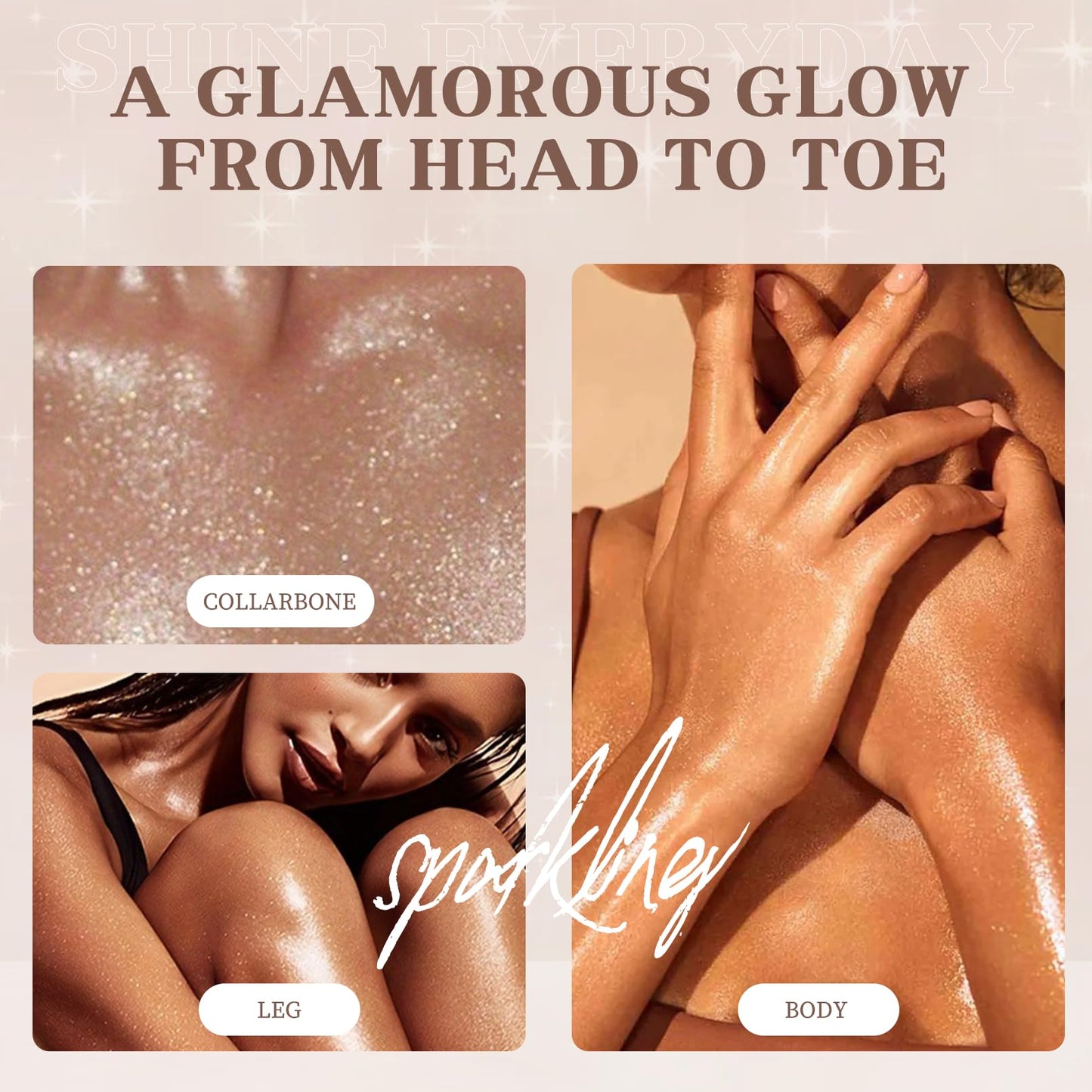 Body Glitter Spray, Body Shimmer Spray Quick Drying Body Glow Shimmer Long-Lasting Shiny Glitter Spray for Women Men for St. Patrick's Day, Party
