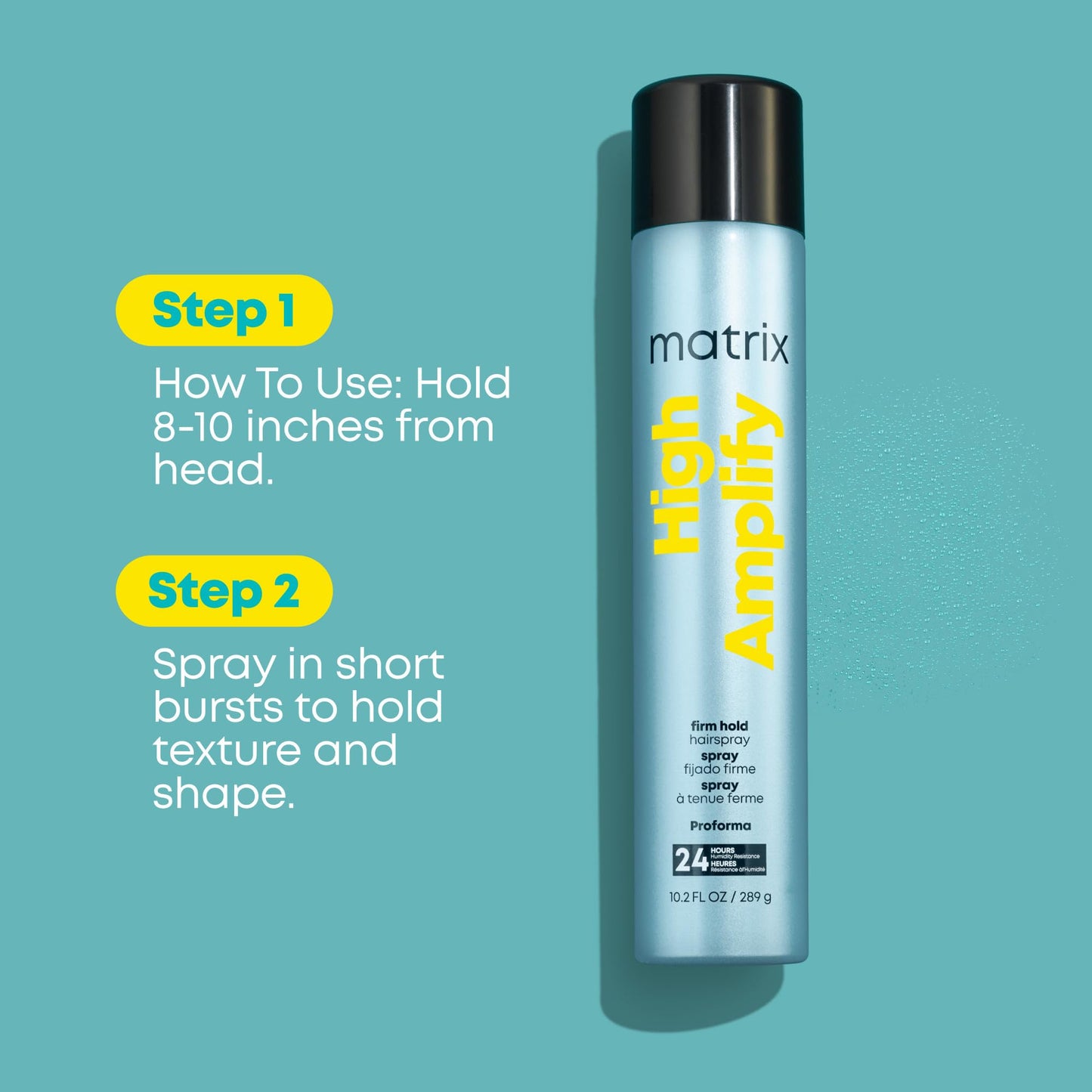 Matrix High Amplify ProForma Firm Hold Hairspray - Adds Intense Volume & Shine, For Fine Hair, Silicone-Free and Vegan, 24 Hour Humidity Resistance