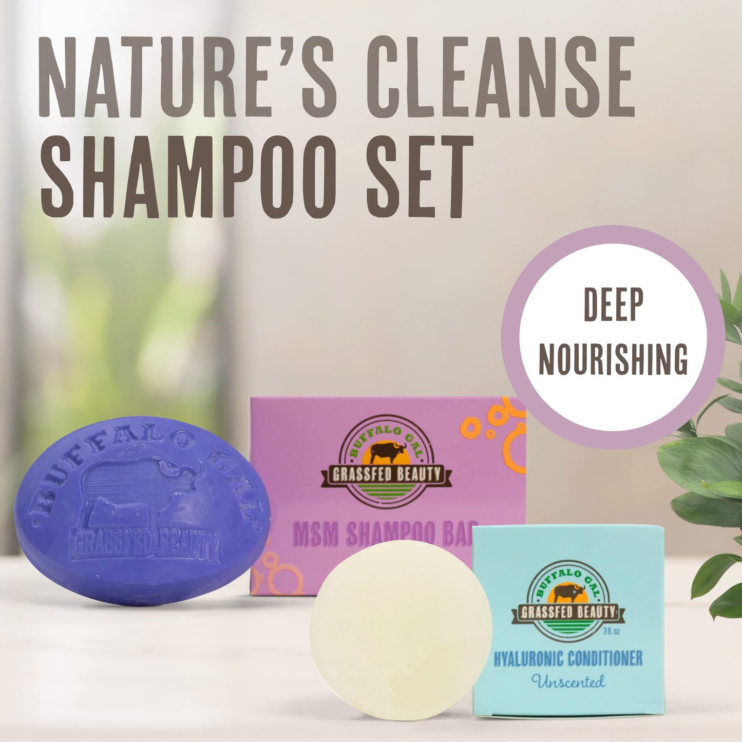MSM Shampoo Bar + Hyaluronic Hair Conditioner Bar, Solid Bar Shampoo and Conditioner for Hair Growth, Non-Soap, For All Hair Types, Unscented