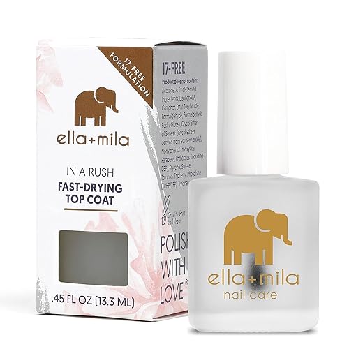 ella+mila In a Rush - Fast Dry Top Coat Nail Polish - Quick Dry Clear Nail Polish with High Gloss Shine - Long Lasting Top Coat - No UV Light Needed