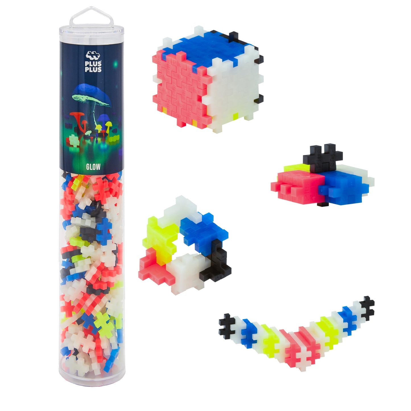 Plus Plus 240pc Interlocking Building Blocks – Glow in Dark STEM Connecting Toys for Kids, Open-Ended Classroom Mini Manipulatives