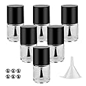 GTHER 6PCS 10ML Empty Nail Polish Glass Bottles with Brush Cap & Funnel & Mixing Balls for Nail Art