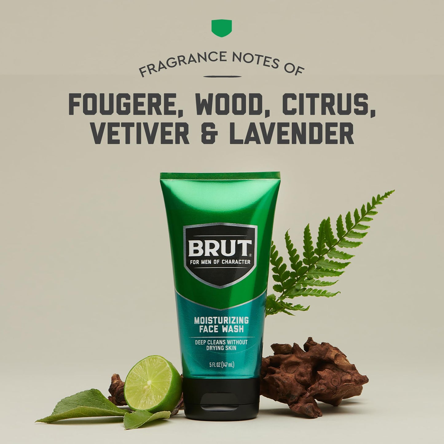 Brut Moisturizing Face Wash - Deep Pore Cleansing and Conditioning Prep for Shaving - Face Cleanser with No Parabens, Phthalates or Dyes - 5 oz