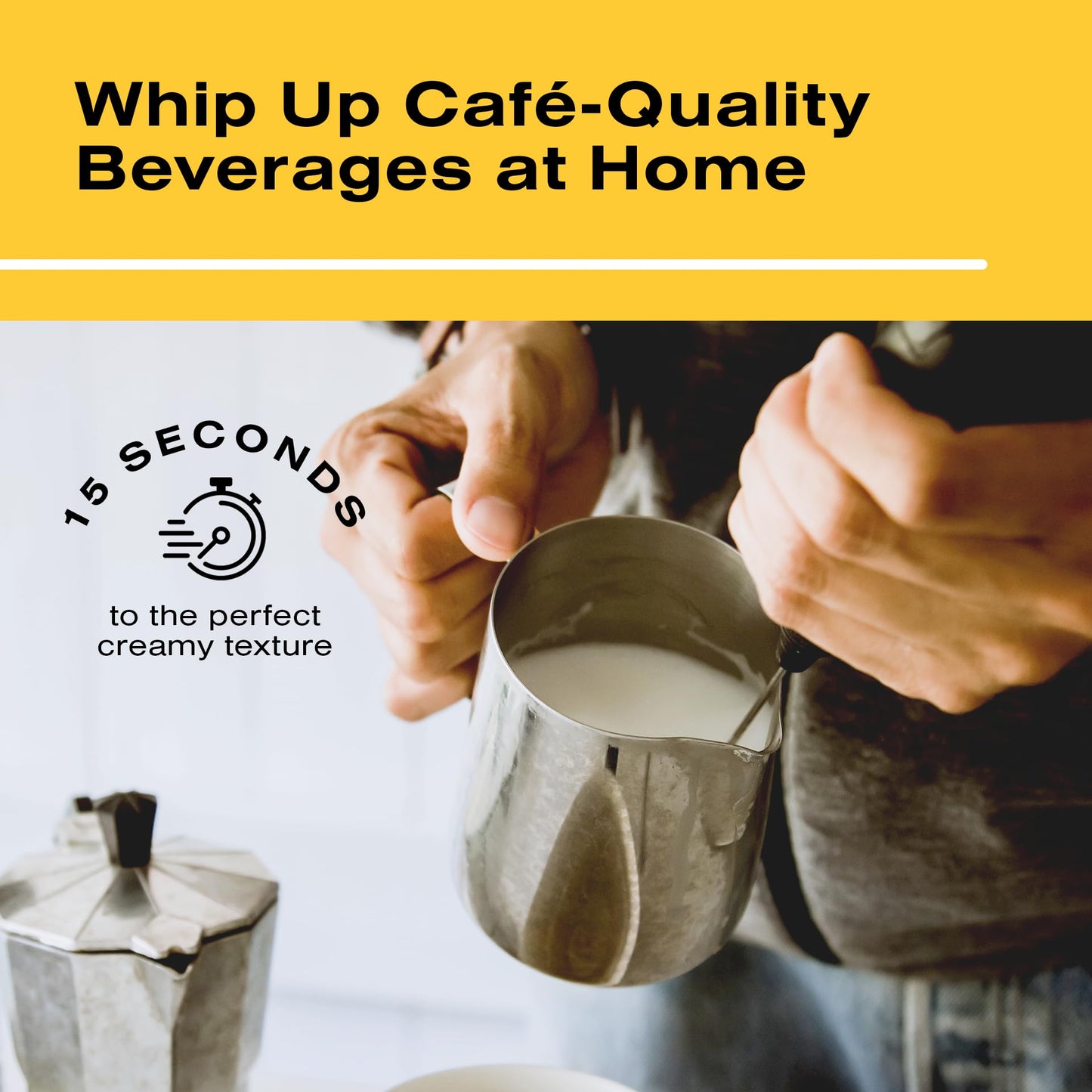 Bean Envy Handheld Milk Frother – Mini Whisk & Coffee Foamer with Stand for Lattes, Cappuccino, Matcha & Hot Chocolate, Black