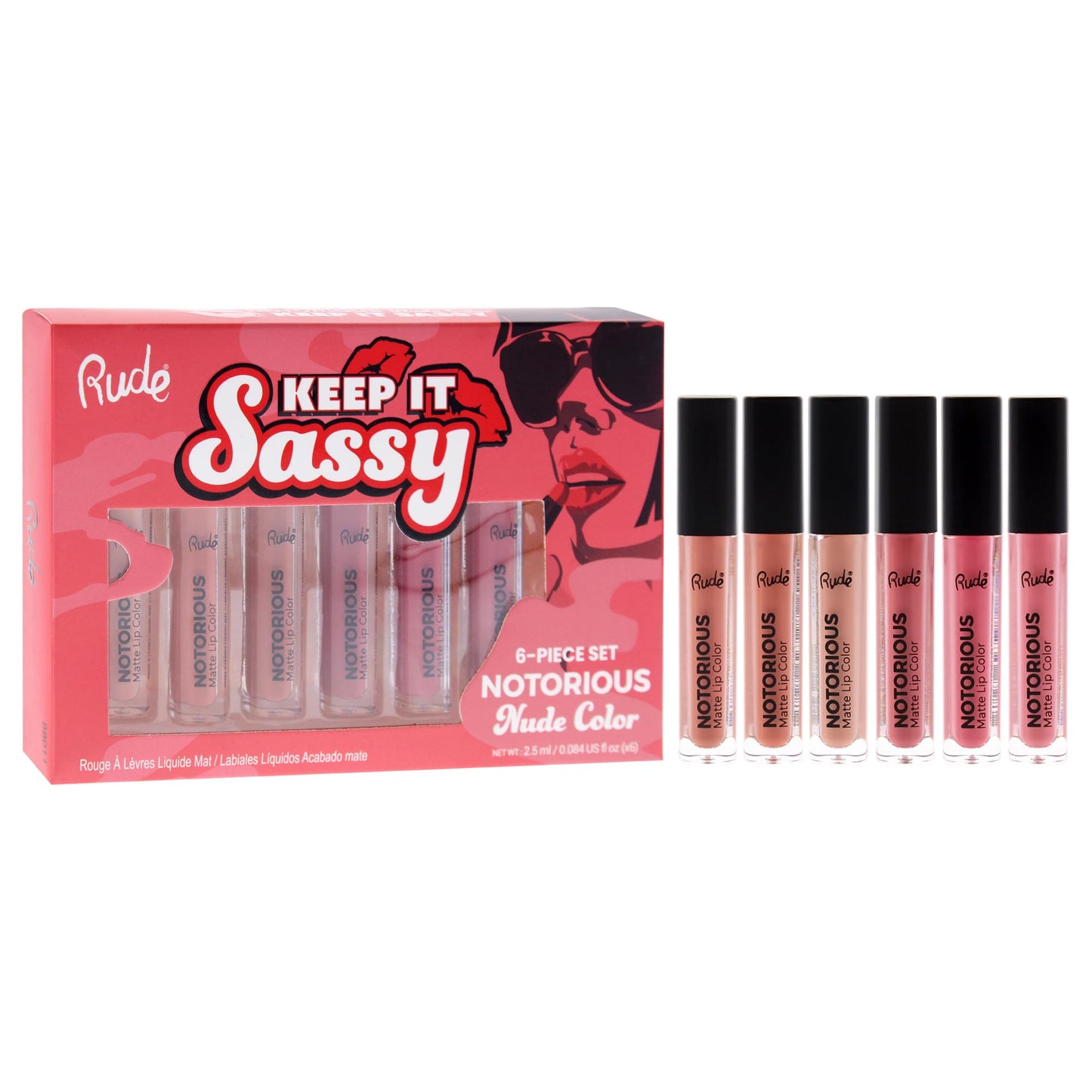 Rude Cosmetics Keep it Sassy Notorious Set - Nude for Women - 6 Pc