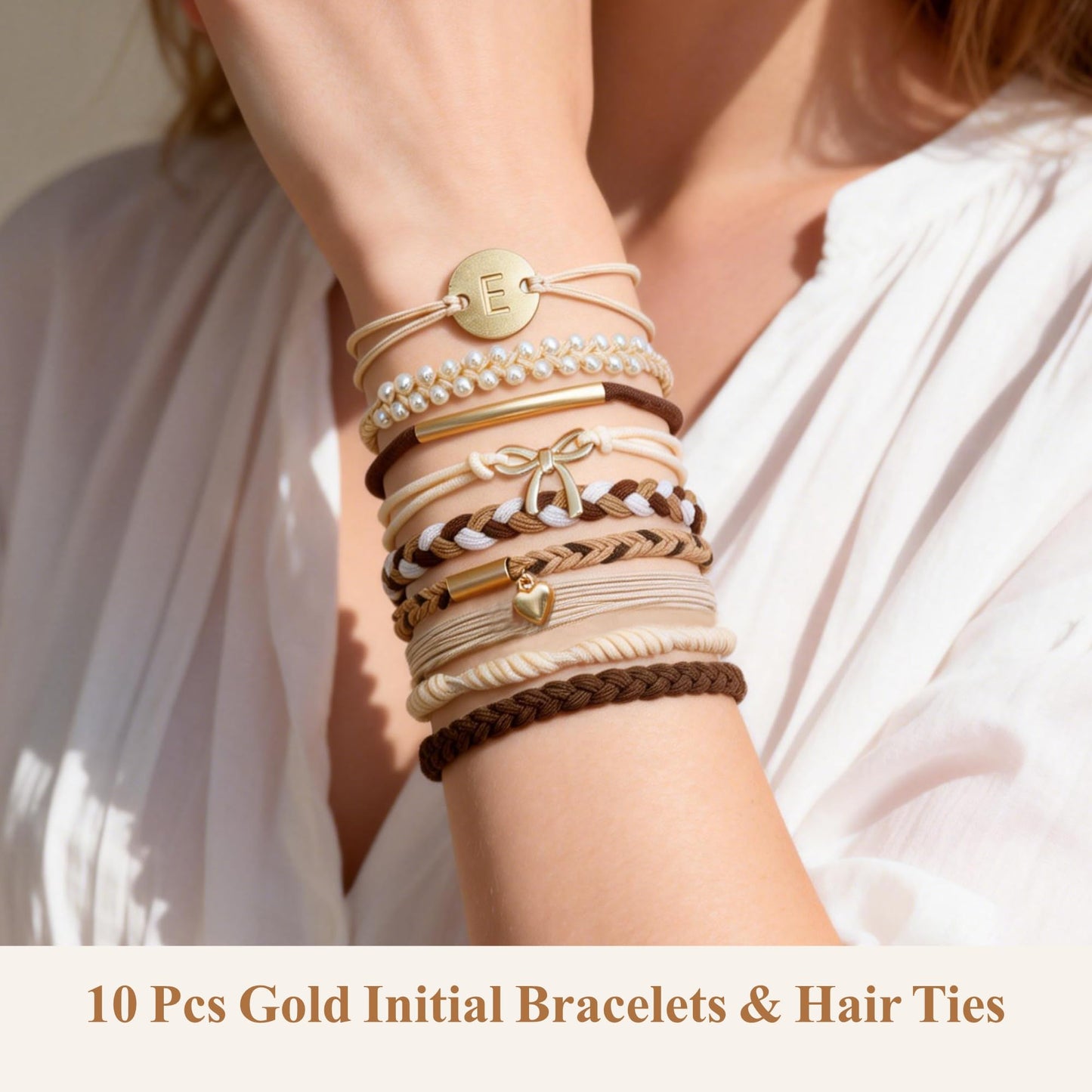 Fohufo Boho Hair Ties, 10 PCS Cute Bands for Thick or Thin Hair, No Damage Elastic Bracelets, Hair Accessories for Women-Letter O Beauty and Personal Care Fohufo