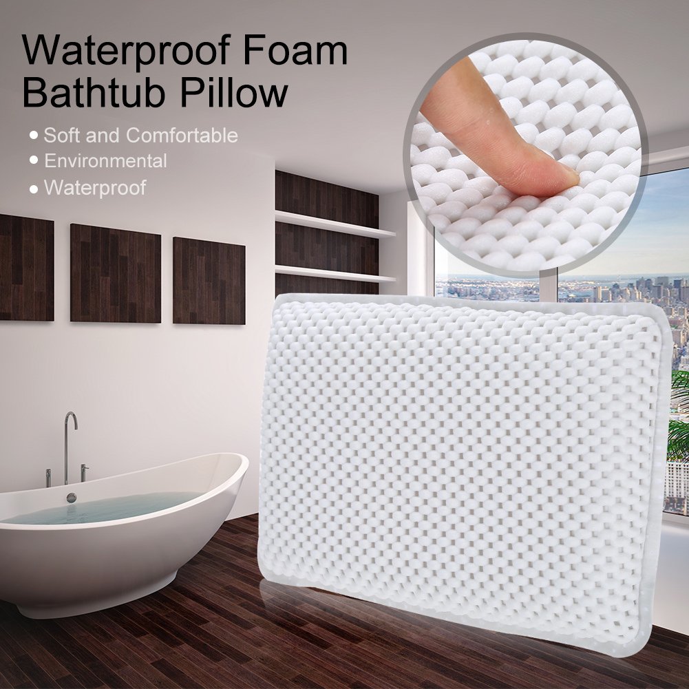 Yosoo Health Gear Spa Bath Pillow, Cushioned Bathtub Pillow with Suction Cups, PVC Bath and Spa Head Rest, White, Neck/Back Support Beauty and Personal Care Yosoo Health Gear