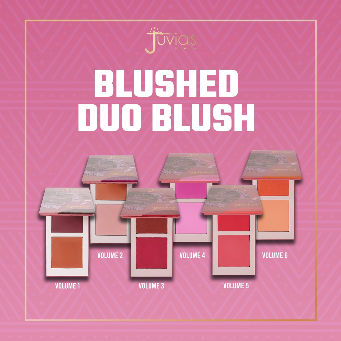 Juvia's Place Blushed Duo Blush Volume4 - Two Tone Pigmented Buildable Pressed Mineral Powder - Rosy Natural Cheeks Matte Fresh Finish for All Skin