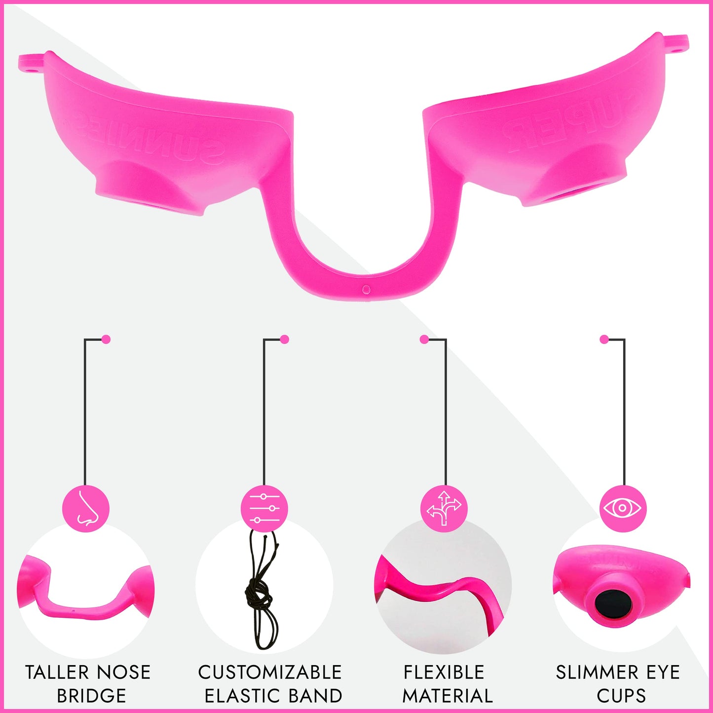 Super Sunnies Flexible UV Eye Tanning Bed Goggles w/Strap - Pink Beauty and Personal Care Super Sunnies