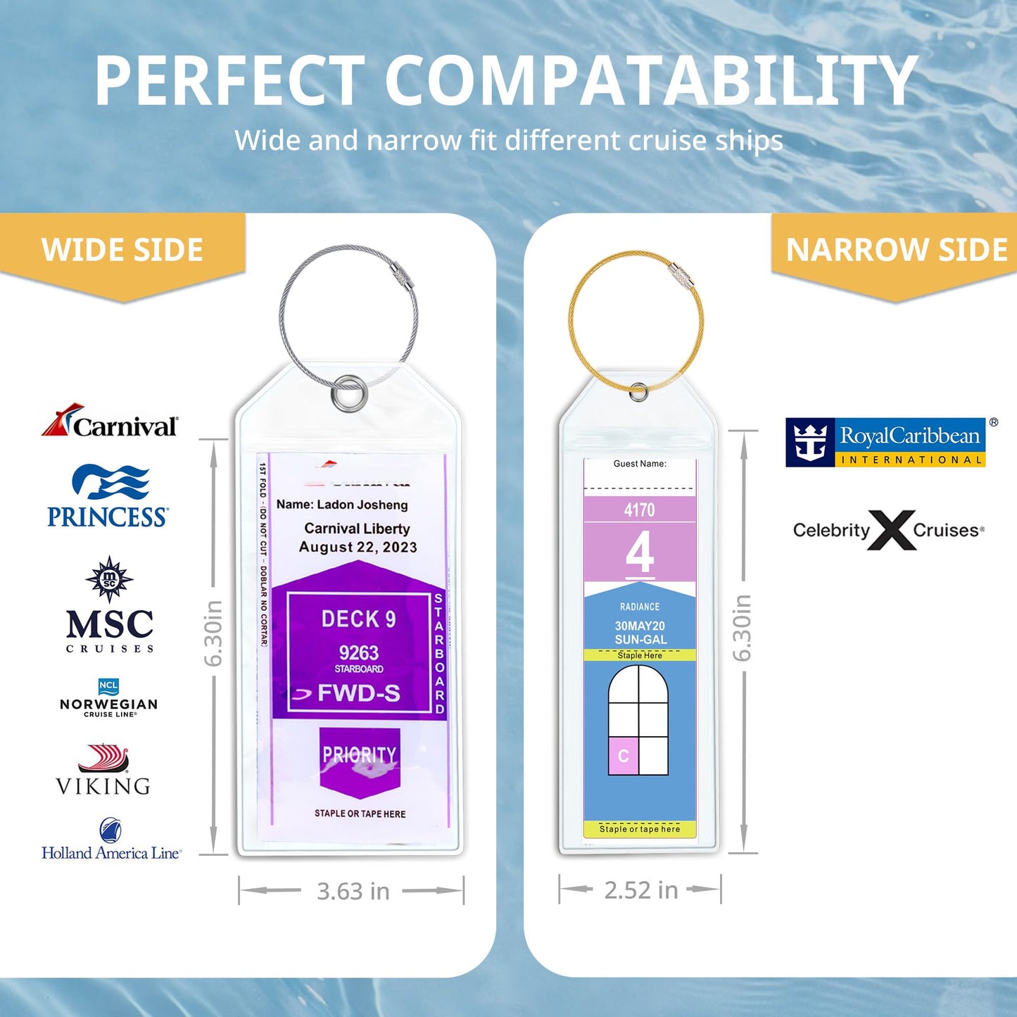 Cruise Ship Essentials for Carnival, Princess, NCL, MSC by JOLLYANTS, Cruise Luggage Tag Holders, Cruise Must Haves Waterproof & Reusable