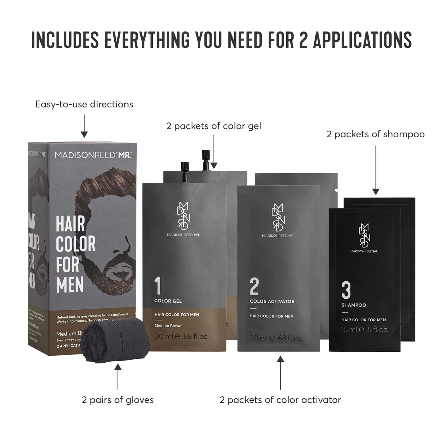 Madison Reed Mr. Hair Color for Men, Medium Brown Demi-Permanent Hair Dye, Reduces Grays in 15 Minutes For Hair & Beard, Nourishing & Strengthening