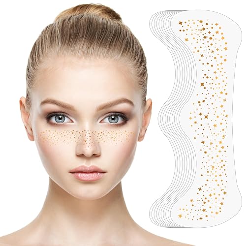 MESUADESI Makeup Patches Face Glitter Makeup, Beauty Fake Glitter Face Tattoos Long-Lasting Face Sparkles Gold Speckles Face Jewels For Women Rave