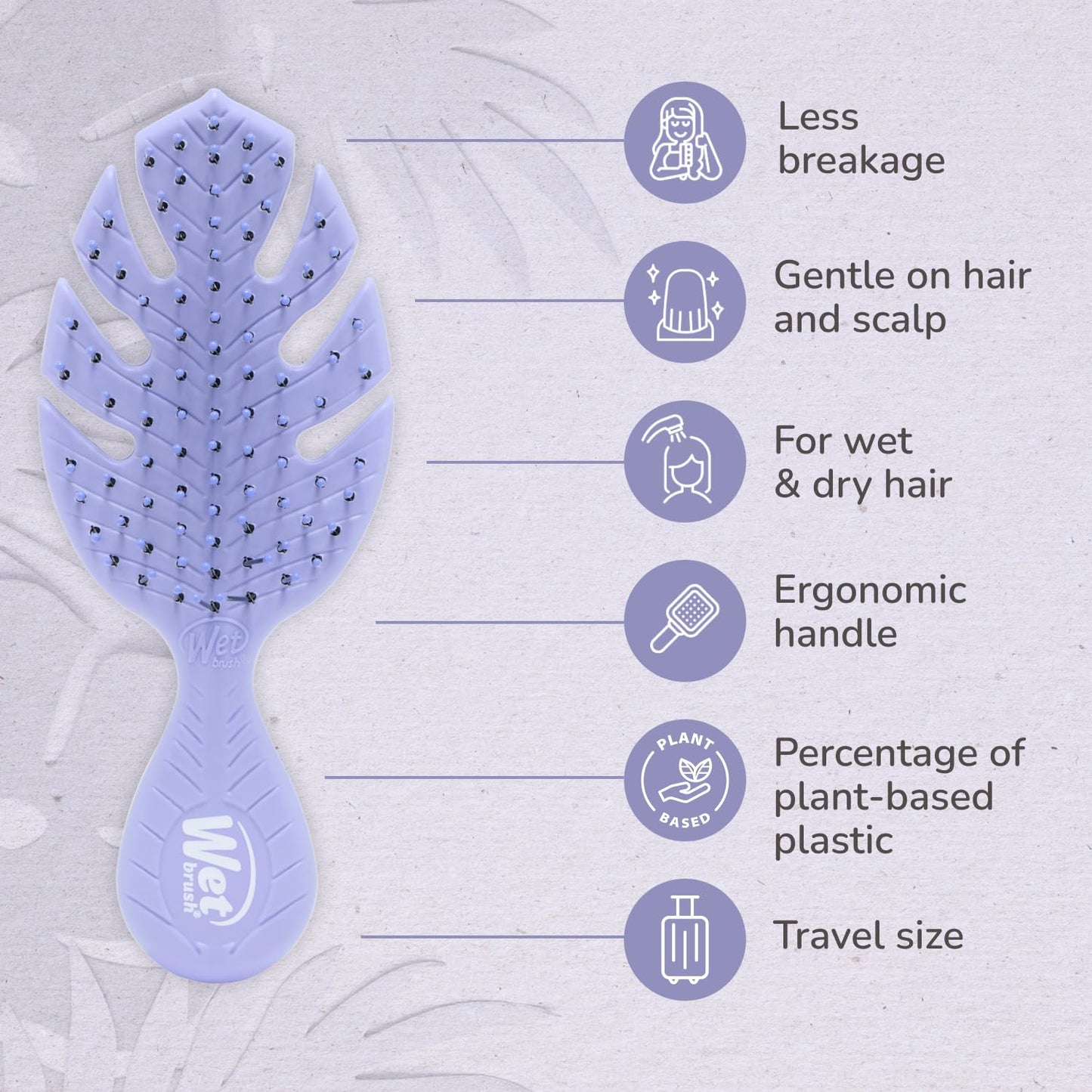 Wet Brush Go Green Mini Detangler, Purple - Detangling Travel Hair Brush - Ultra-Soft IntelliFlex Bristles Glide Through Tangles & Gently Loosens Beauty and Personal Care Wet Brush