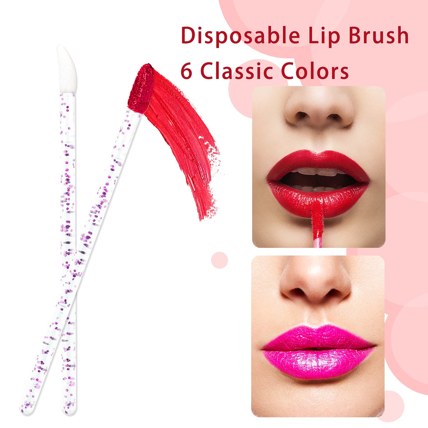 300PCS Glitter Crystal Lip Brush, Disposable Crystal Lip Brushes Tool Kits Lip Gloss Applicators Make Up Brush Lipstick Gloss Wands Makeup Applicators