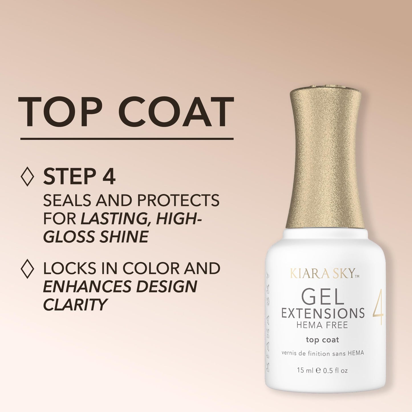KIARA SKY Gel Extension Essentials Hema-Free Step # 4 Non-Wipe Top Coat 0.5 oz Beauty & Personal Care KIARA SKY