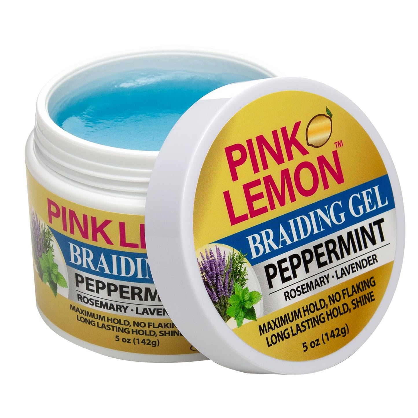 PINK LEMON Braiding Gel Peppermint - Maximum Hold, No Flaking, Long Lasting Hold, High Shine. For Micro, Inter, Dread, Faux, Loc, Twist, Braid, Edge