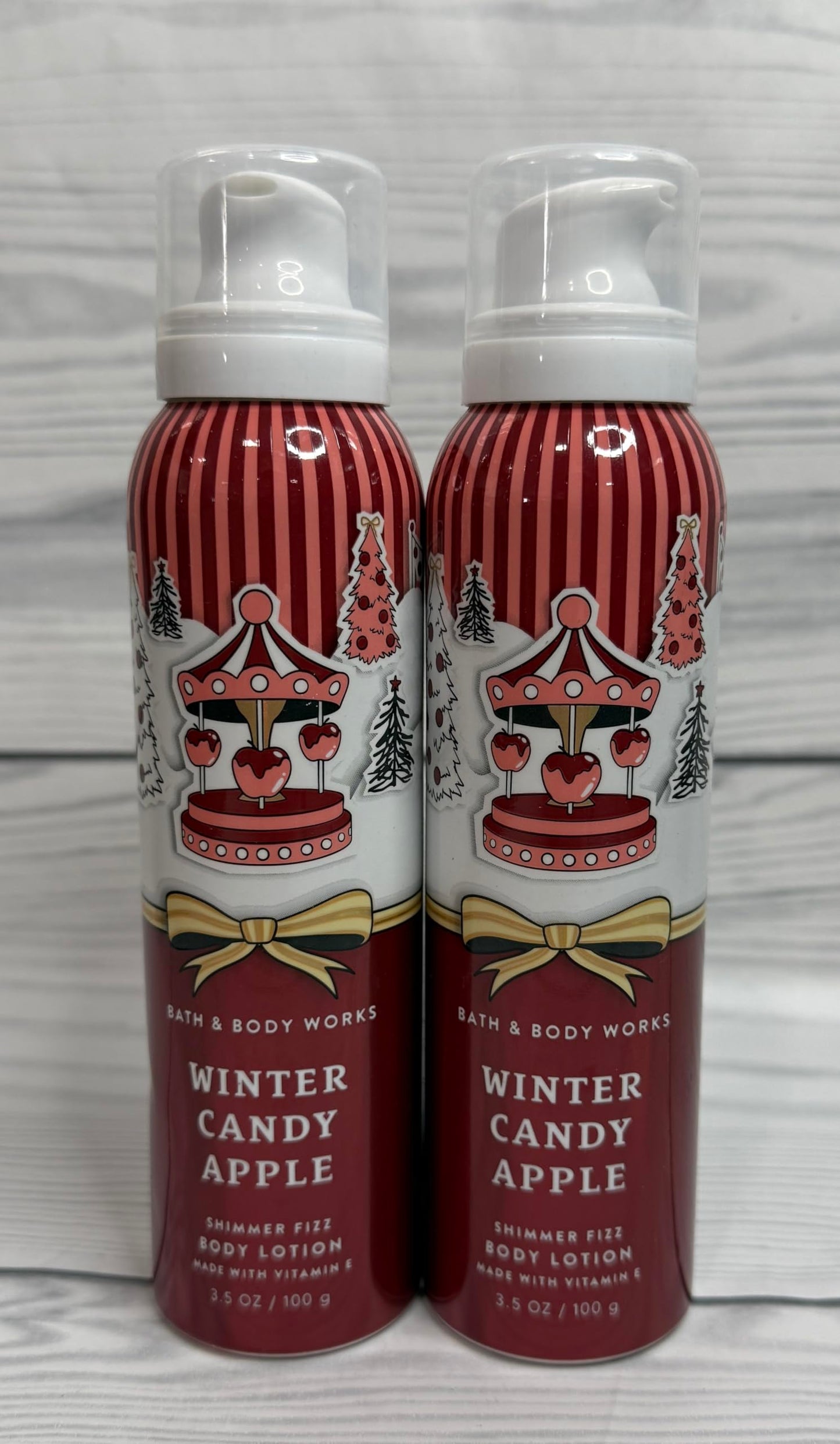 Bath & Body Works Body Winter Candy Apple Fizz Shimmer Lotion 3.5 Ounces Each Pack of 2