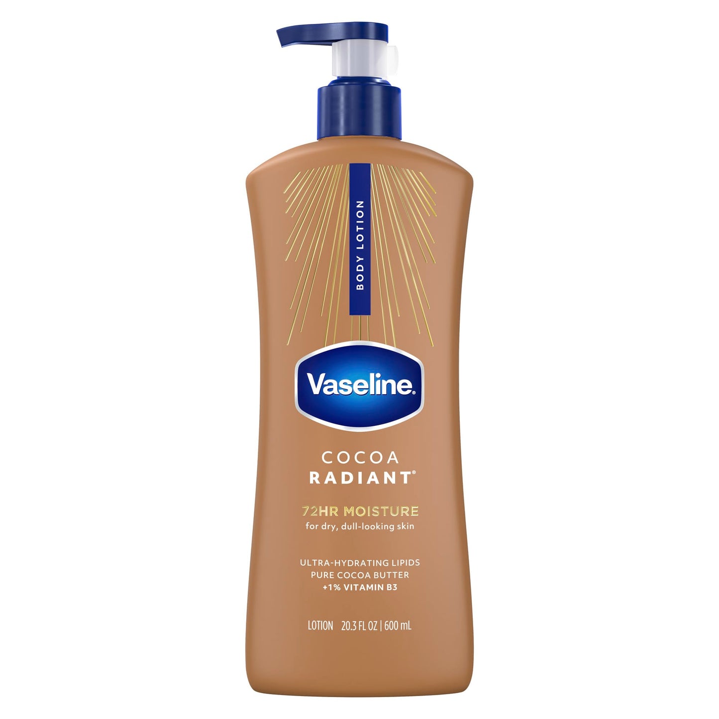 Vaseline Cocoa Radiant Body Lotion Cocoa Radiant for Dry Skin Lotion Made with Ultra-Hydrating Lipids and Pure Cocoa Butter for a Long-Lasting