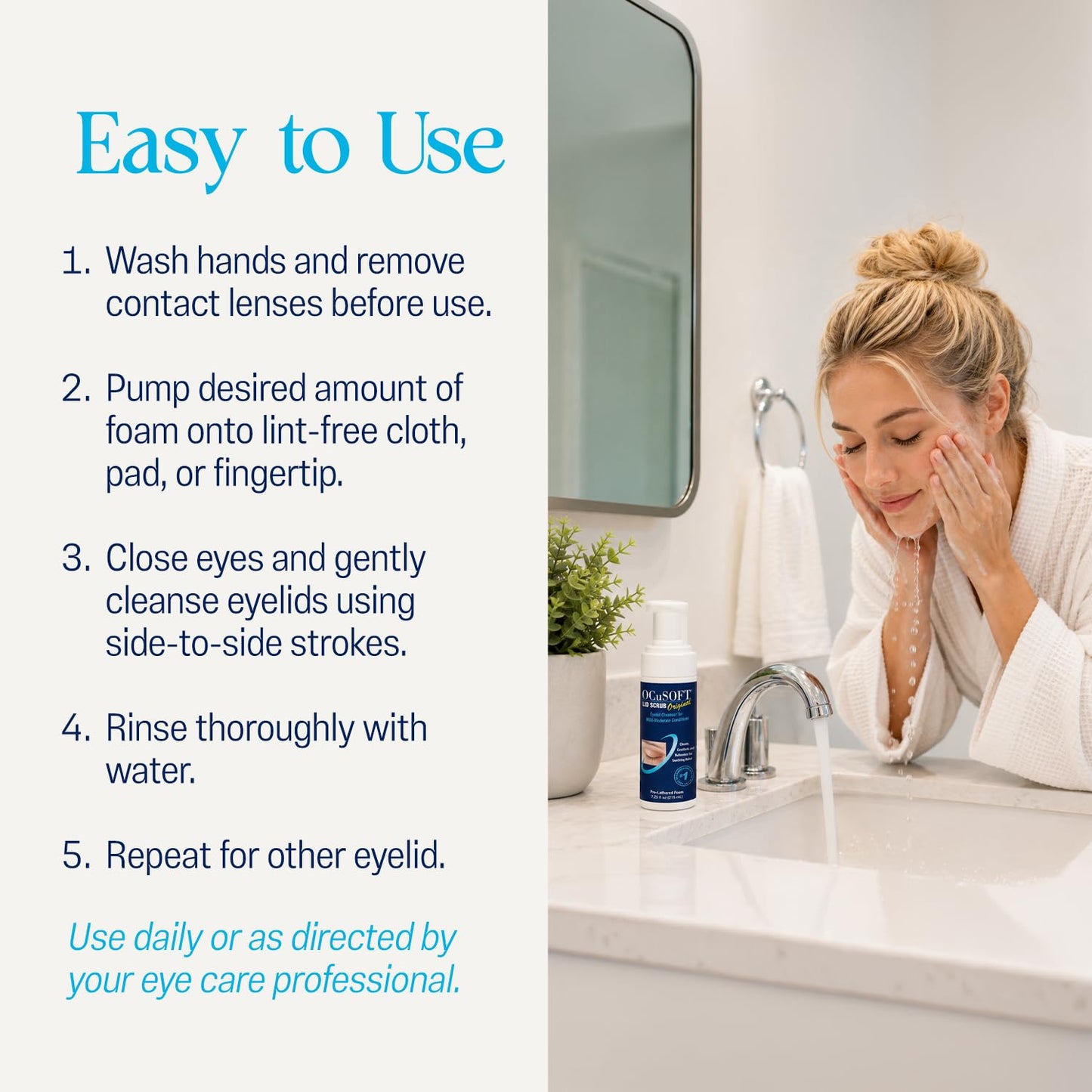OCuSOFT Lid Scrub Original Foaming Eyelid Cleanser - Mild Instant Foaming Eyelid & Eyelash Cleanser - Daily Eyelid Wash to Remove Oil, Dust, Pollen Beauty and Personal Care OCuSOFT