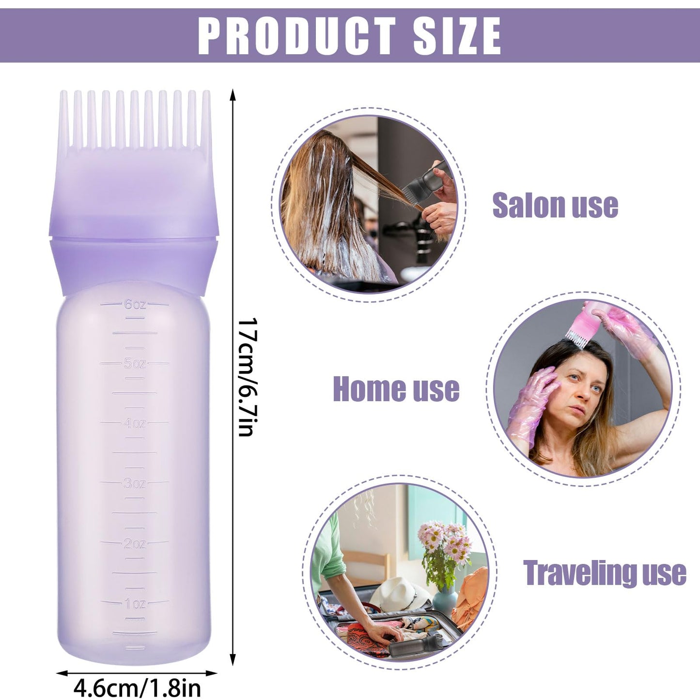 Pimoys 6Oz Root Comb Hair Dye Oil Applicator Bottles for Scalp, Purple Beauty and Personal Care Pimoys